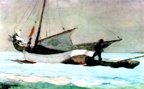 Winslow Homer Stowing the Sail, Bahamas France oil painting art